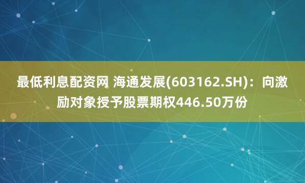 最低利息配资网 海通发展(603162.SH)：向激励对象授予股票期权446.50万份