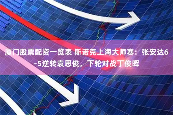 厦门股票配资一览表 斯诺克上海大师赛：张安达6-5逆转袁思俊，下轮对战丁俊晖